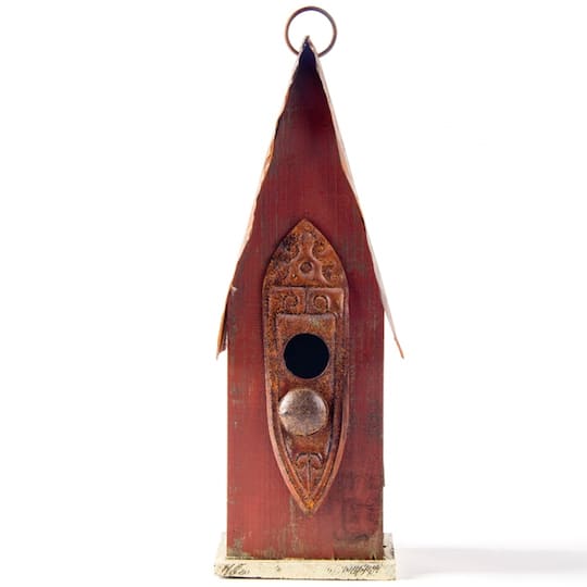Glitzhome® 13.23'' Distressed Wooden Birdhouse